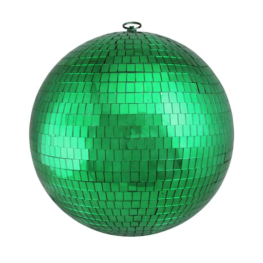12" Green Mirrored Glass Disco Christmas Ball Ornament